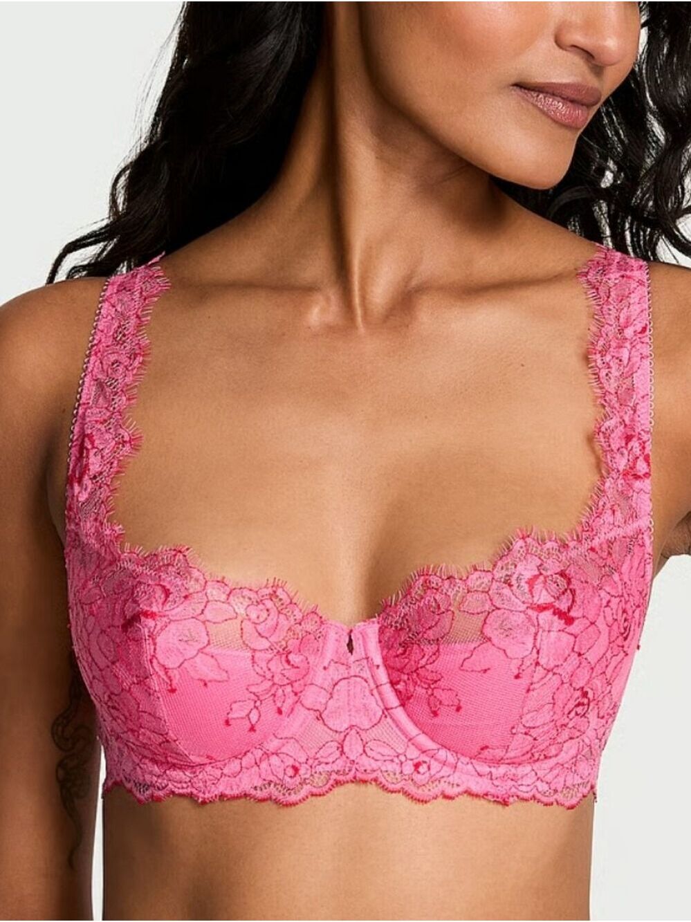 VS Very Sexy Rose Lace Uplift Balconette Bra Sz 34D NWT